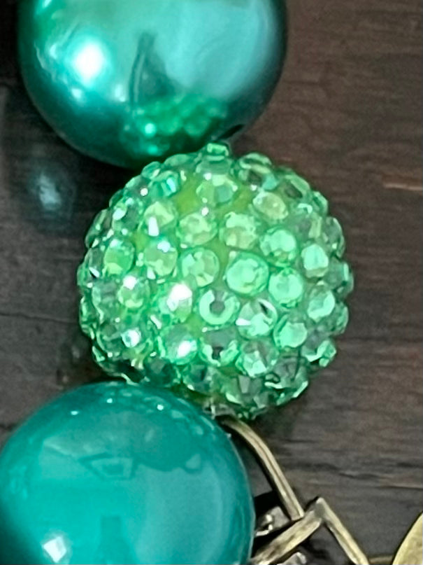Keychain Beaded Bracelet Emerald Green