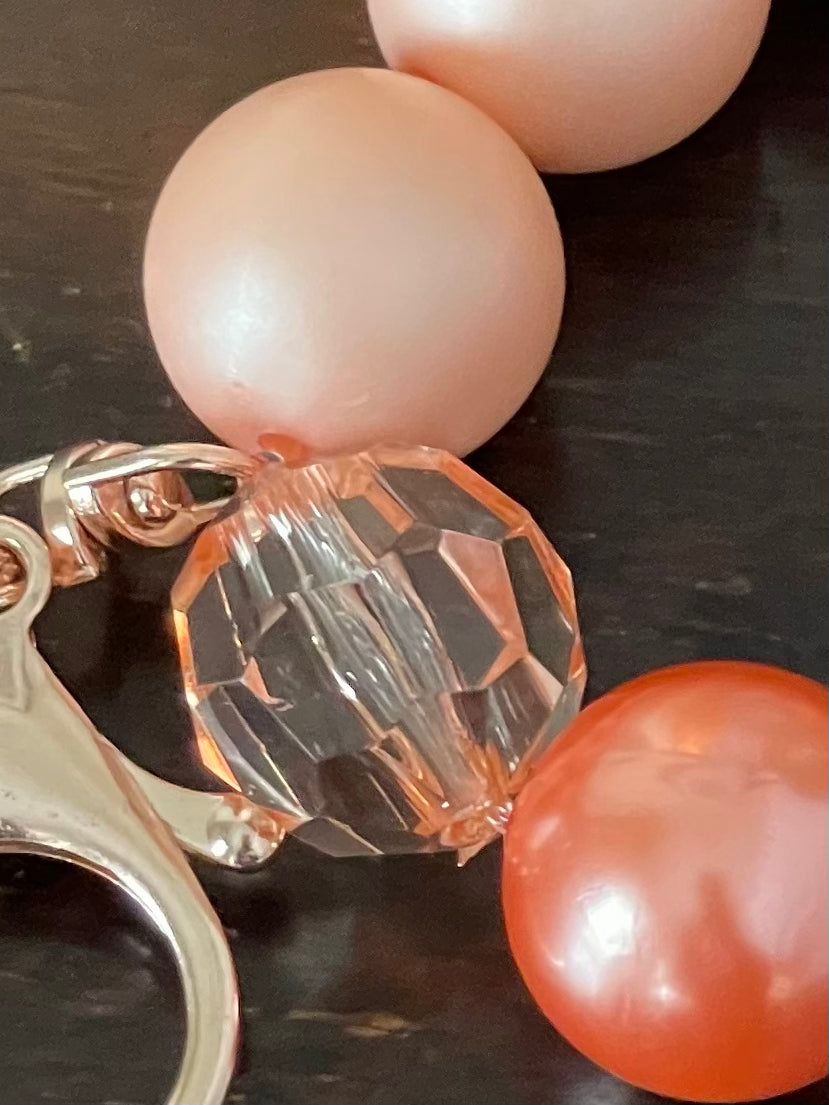 Keychain Beaded Bracelet Coral Peach Ombre