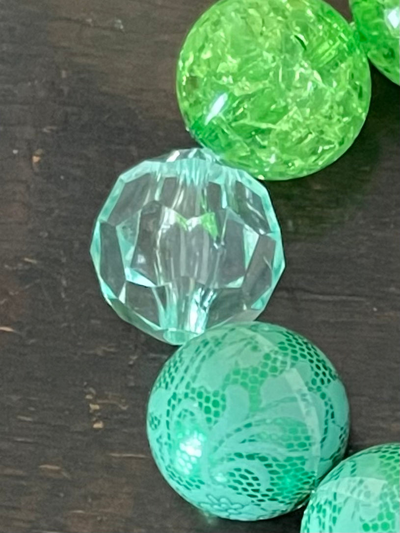 Keychain Beaded Bracelet Emerald Green