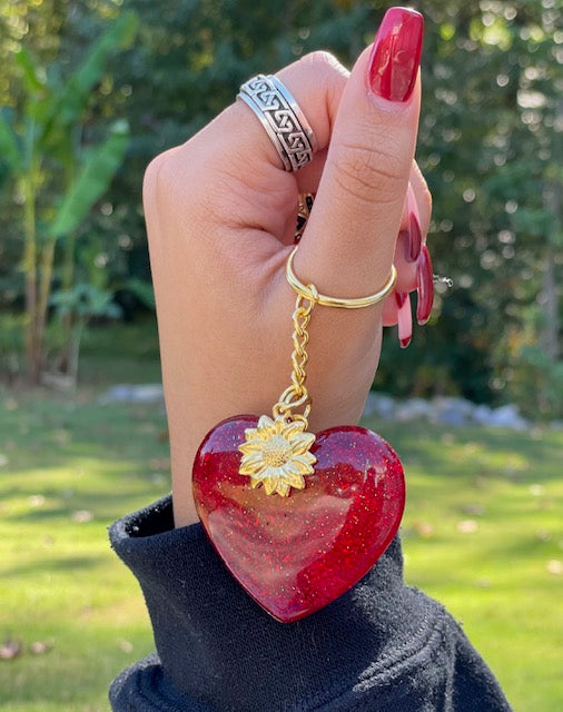 Heart Glitter Keychain