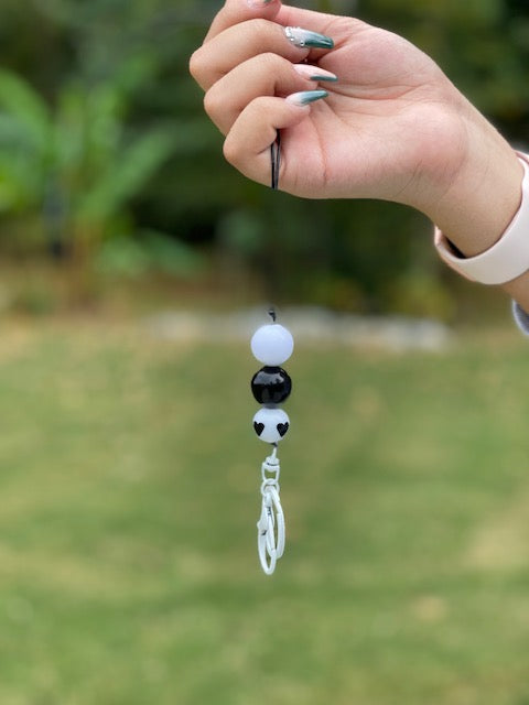 Black/White Heart Lanyard/ID Badge Holder