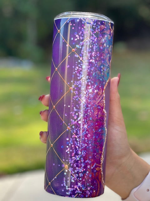 purple tumbler, agate tumbler, mothers day gift, birthday gift, teachers gift